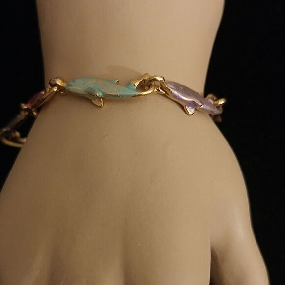 LADIES MULTI COLOR DOLOHIN DESIGN BRACLETT - Picture 2 of 4